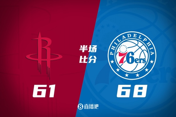 76人半场反超火箭7分 恩比德18+7 乌布雷16分 杜兰特16分5失误